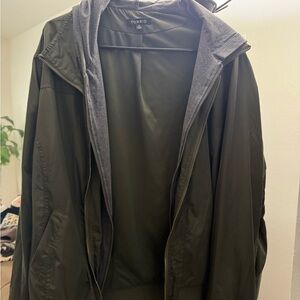 Torrid Olive Green Bomber Jacket with Gray Hood